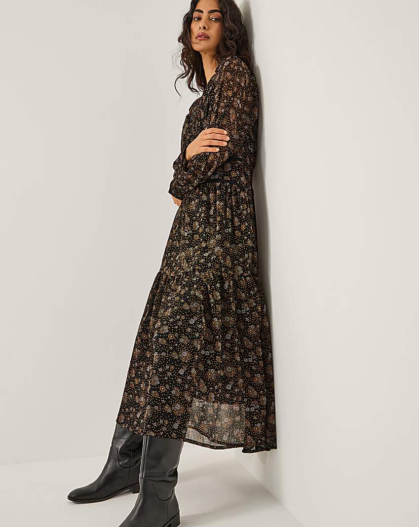 New In - Monsoon Clara Dotwork Print Midi Dress