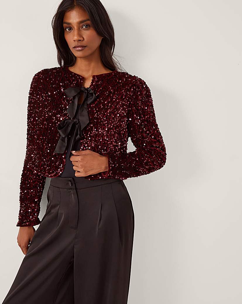 New In - Monsoon Belinda Bow Sequin Jacket