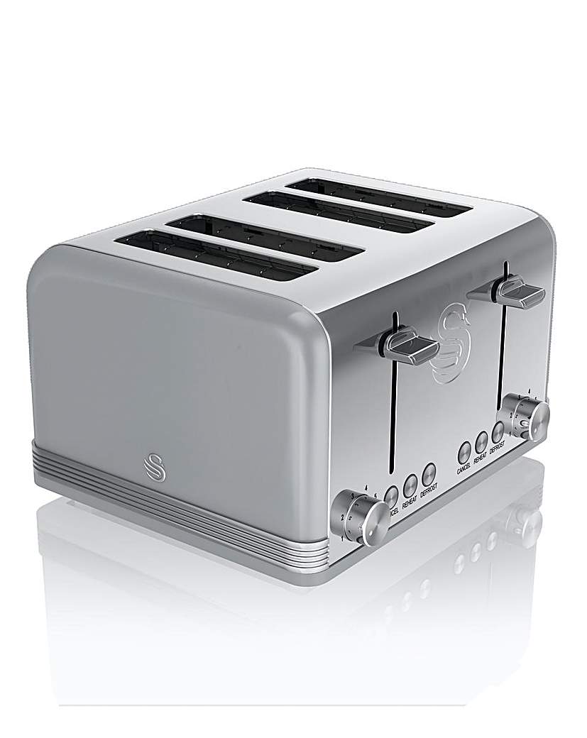 Swan Retro 4 Slice Grey Toaster