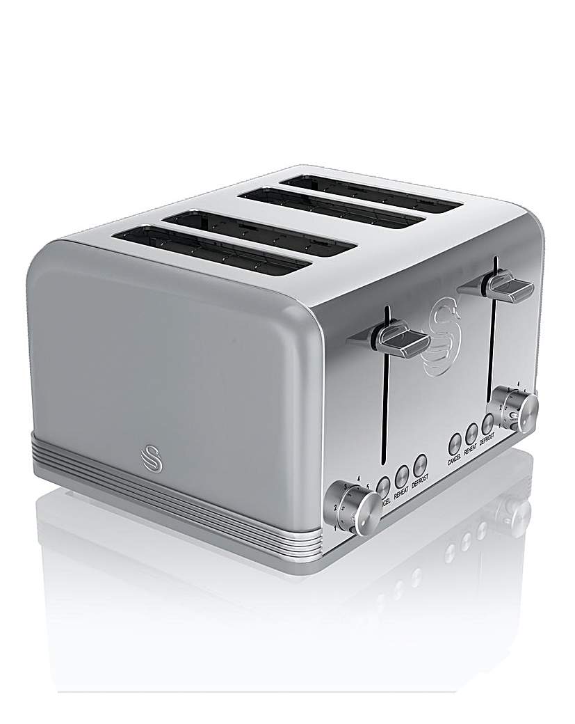 Image of Swan Retro 4 Slice Grey Toaster