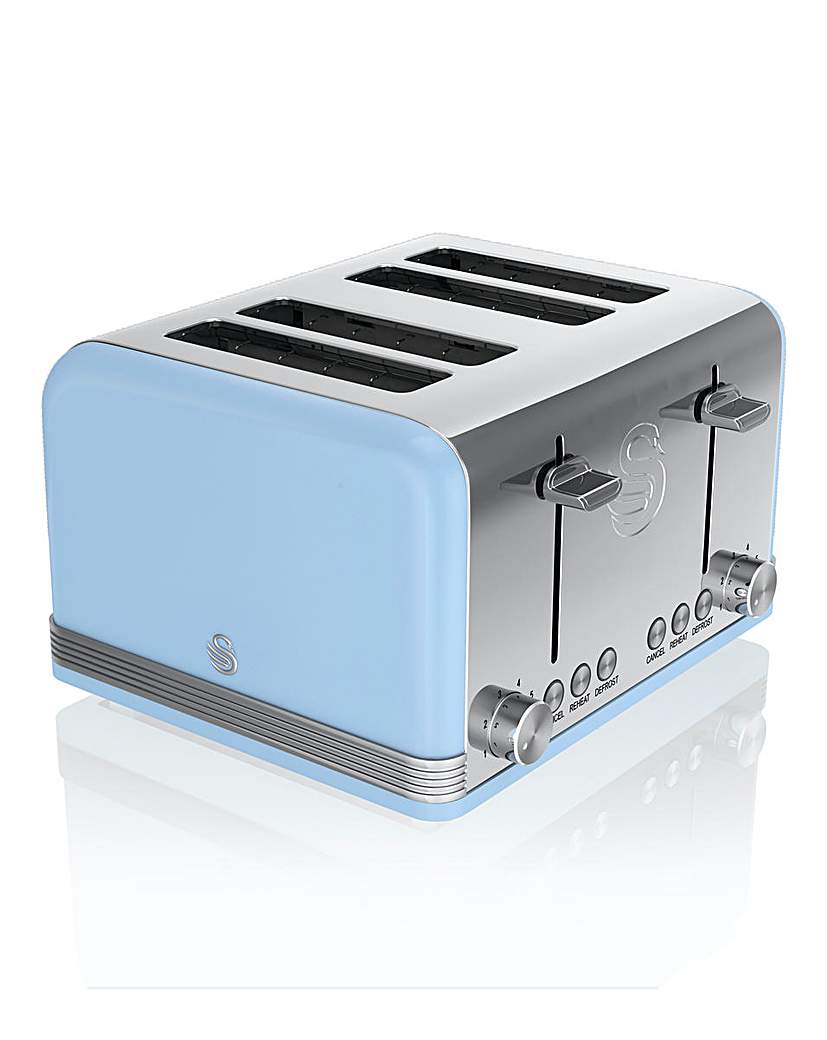 Image of Swan Retro 4 Slice Blue Toaster