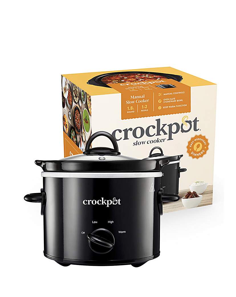 Crockpot 1.8L Black Manual Slow Cooker