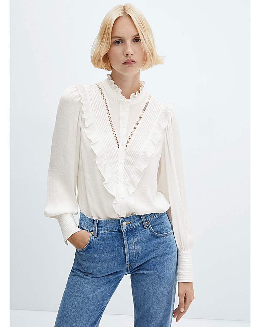 Mango Lace Trim Shirt