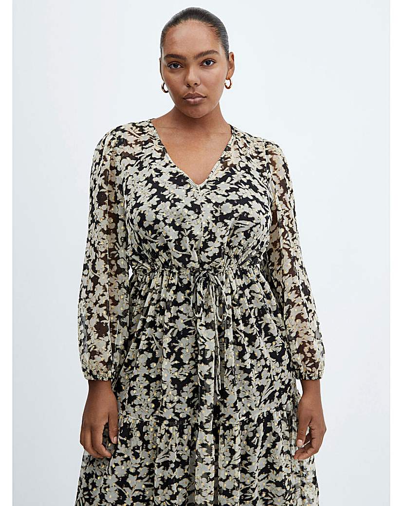 Mango Floral Print Midi Dress