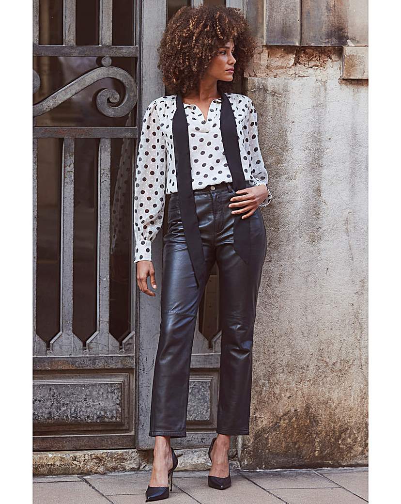 Sosandar Contrast Neck Polka Shirt