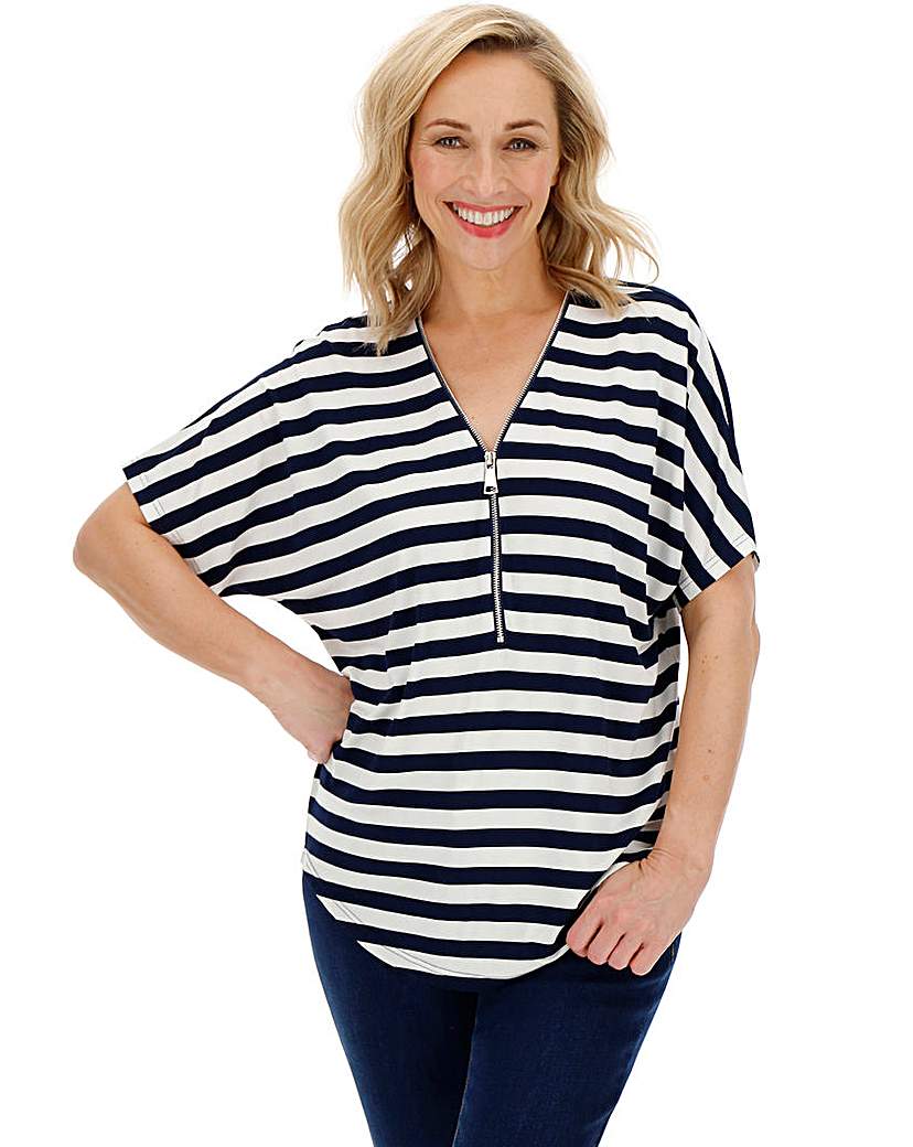 Image of Apricot Stripe Zip Top