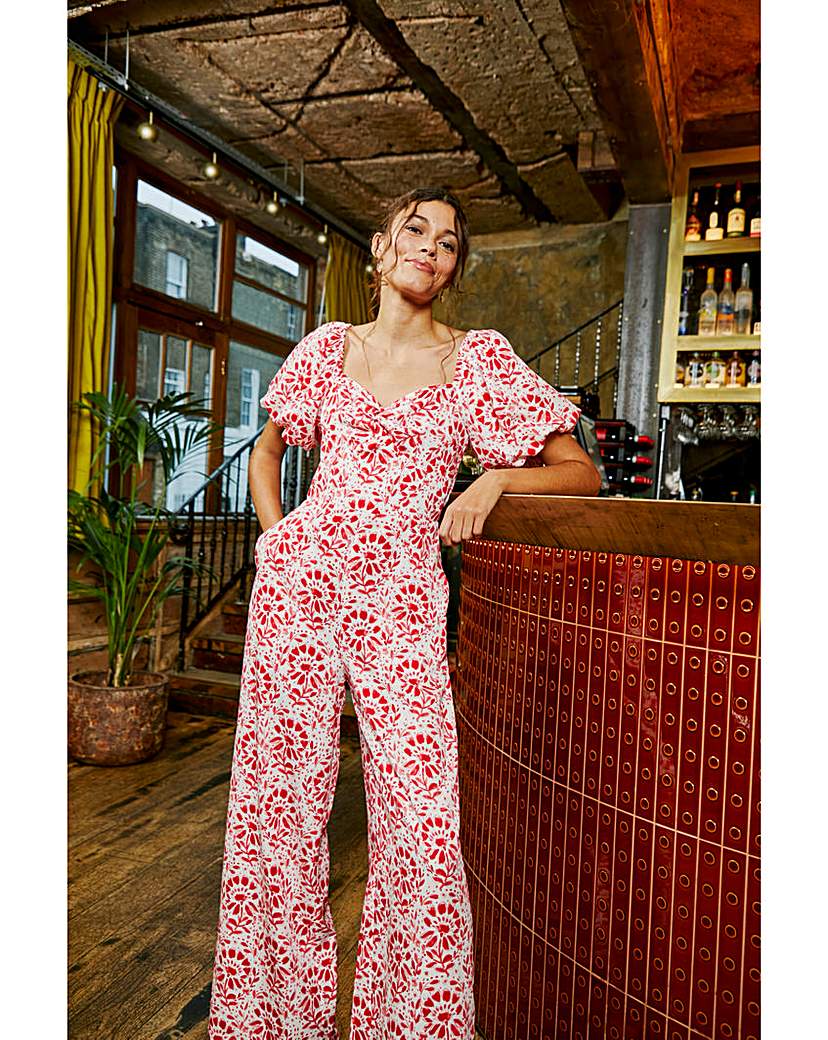 FatFace Rose Floral Tile Jumpsuit