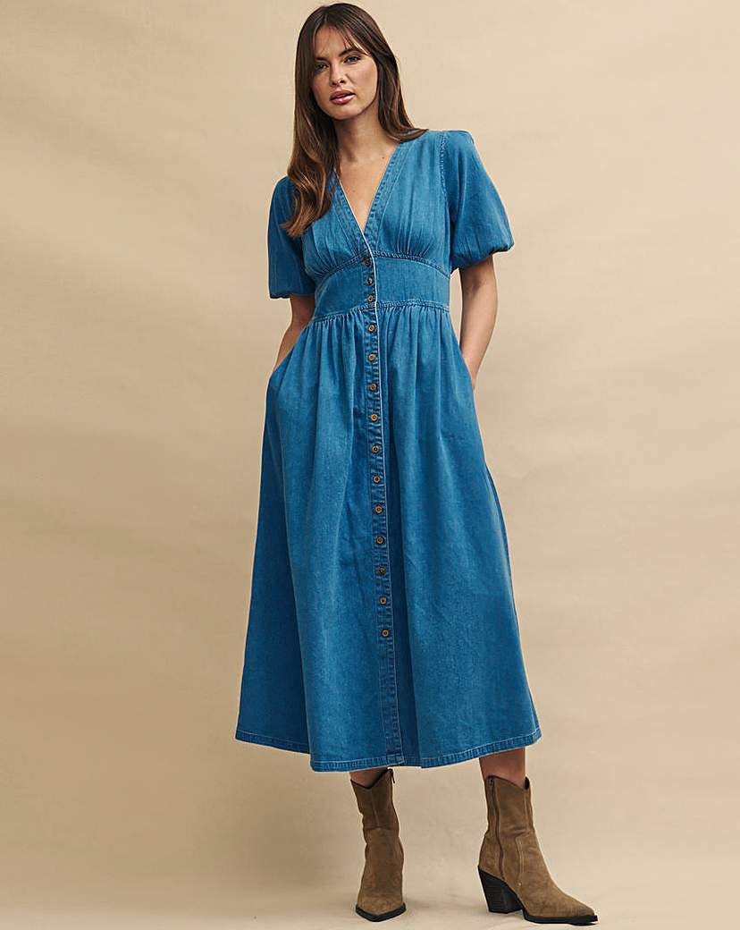 Nobody's Child Denim Midi Dress