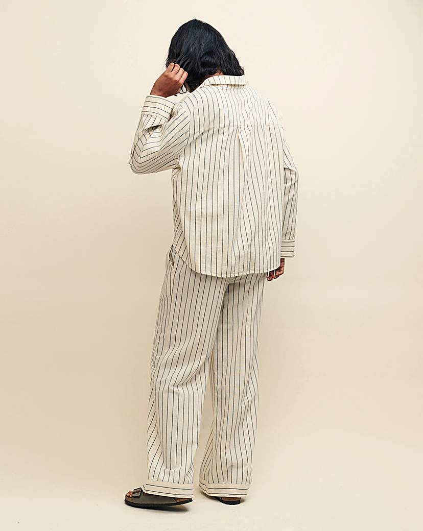 Nobody's Child Cream Pinstripe Shirt