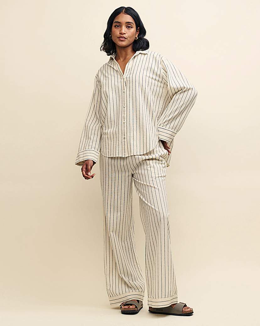 Nobody's Child Cream Pinstripe Shirt