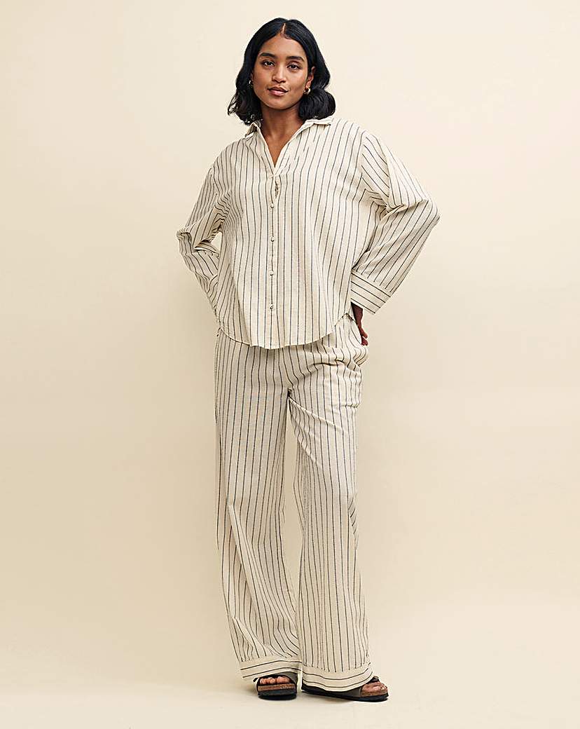 Nobody's Child Cream Pinstripe Shirt