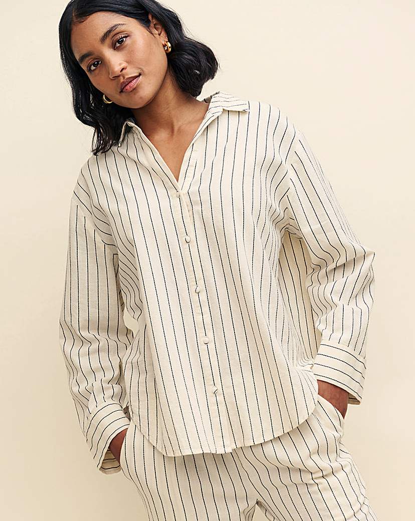 Nobody's Child Cream Pinstripe Shirt