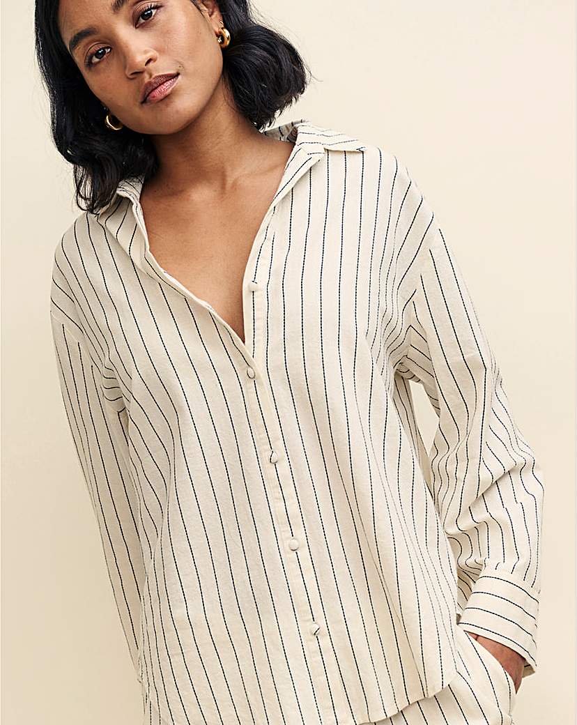 Nobody's Child Cream Pinstripe Shirt