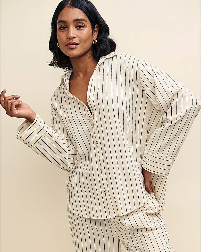 Nobody's Child Cream Pinstripe Shirt