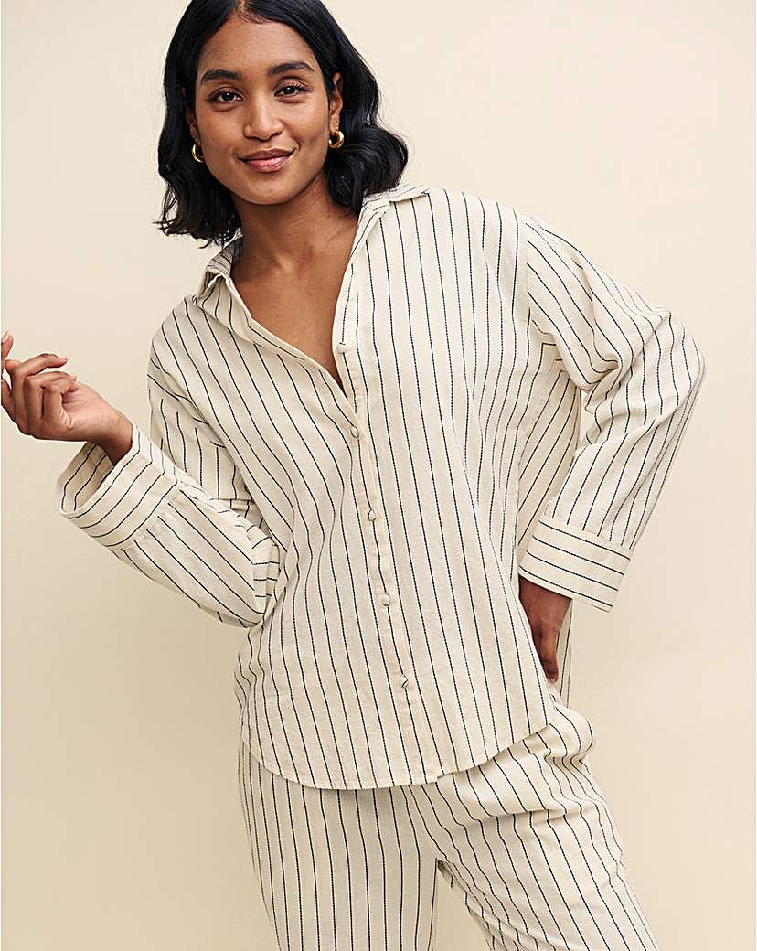 Nobody's Child Cream Pinstripe Shirt