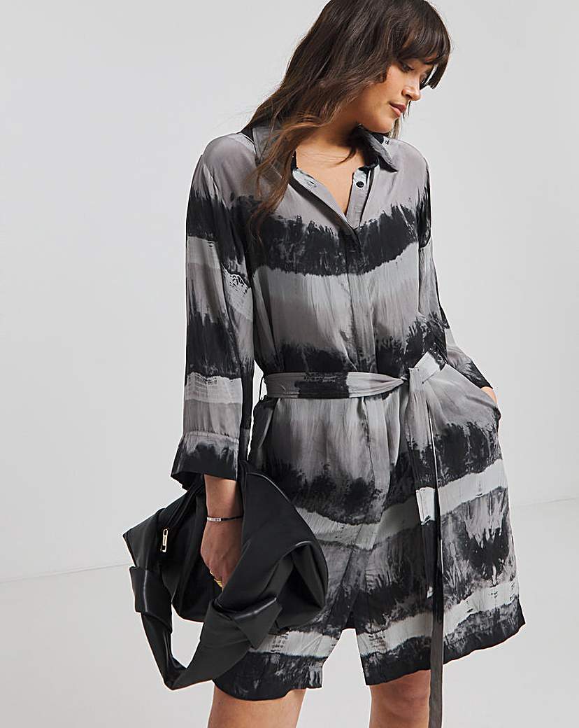 Religion Silk Tie Waist Tunic Dress