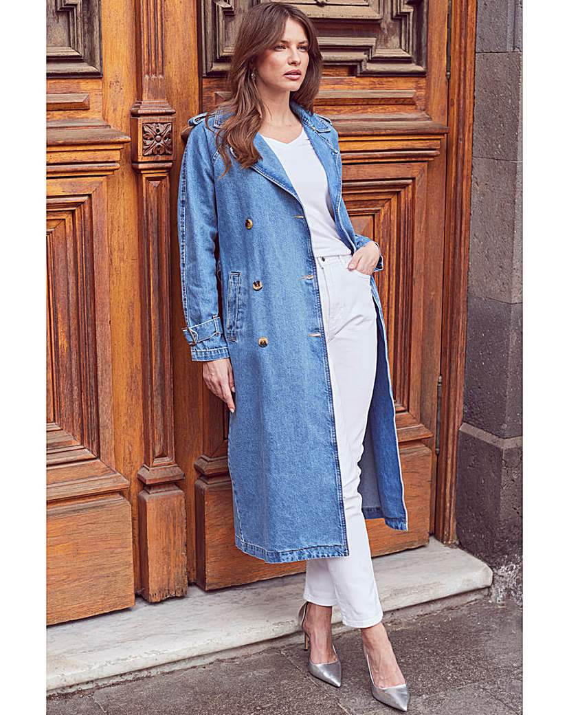 Sosandar Denim Trench Coat