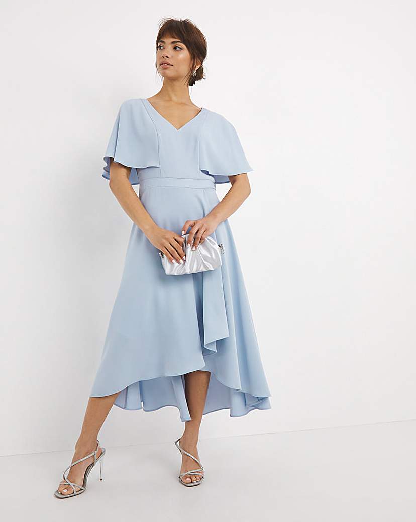 Joanna Hope Angel Sleeve Wrap Midi Dress