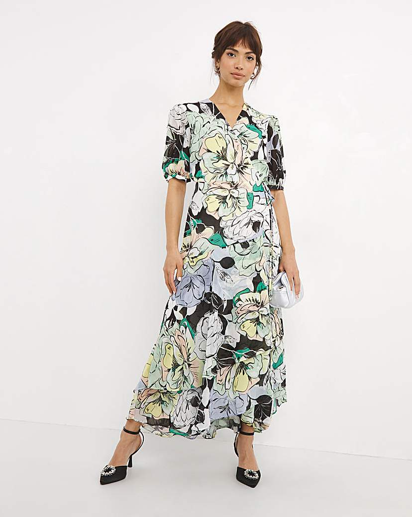 Joanna Hope Wrap Print Maxi Dress