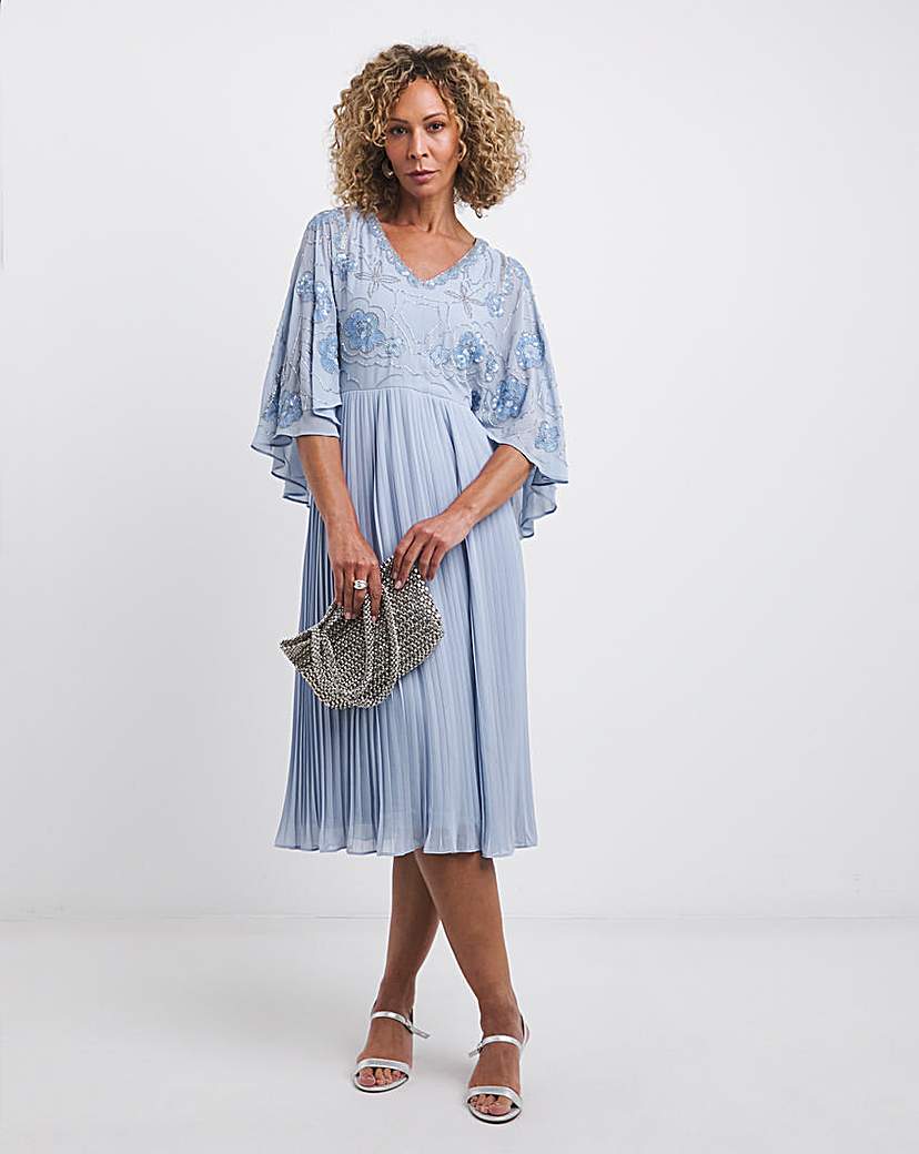 Joanna Hope Beaded Capelet Midi Dress