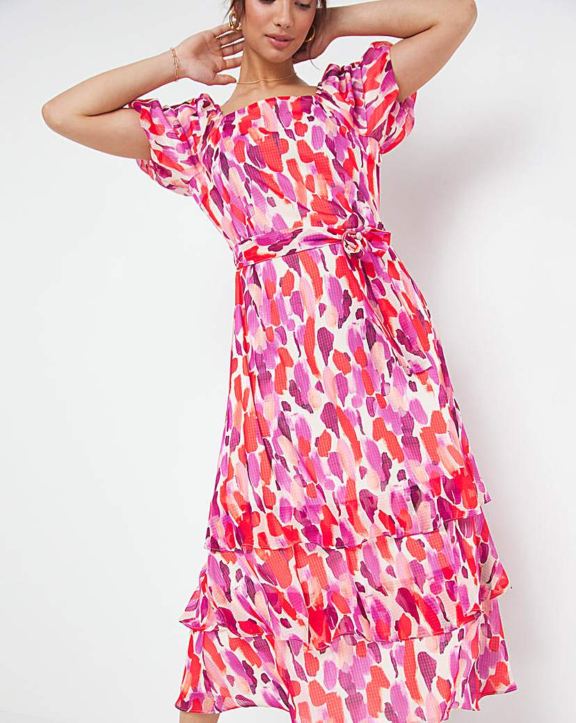 Joanna Hope Balloon Sleeve Print Dress