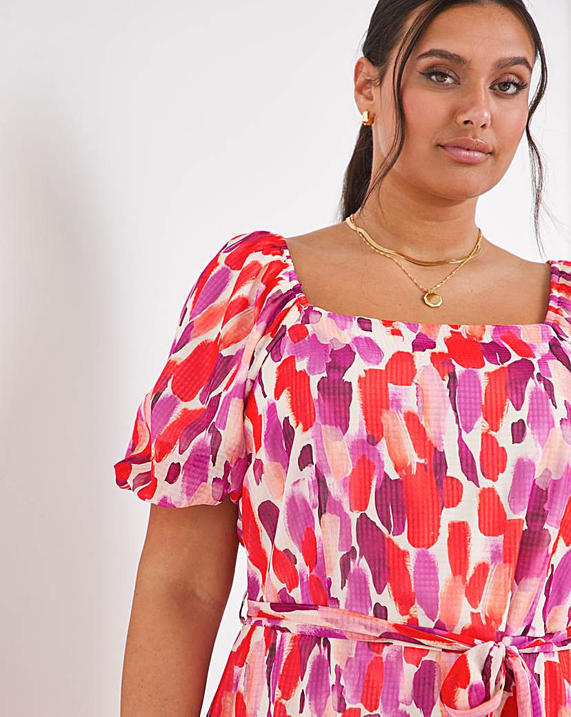 Joanna Hope Balloon Sleeve Print Dress