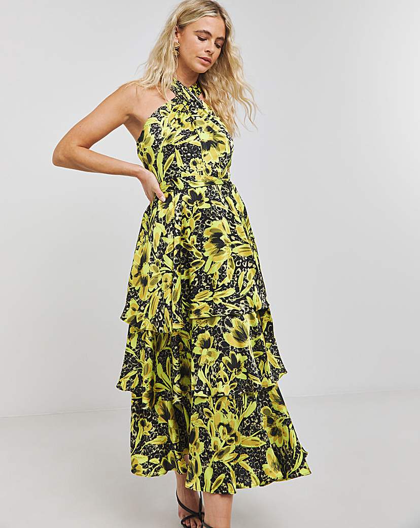 Joanna Hope Satin Tiered Maxi Dress - Print