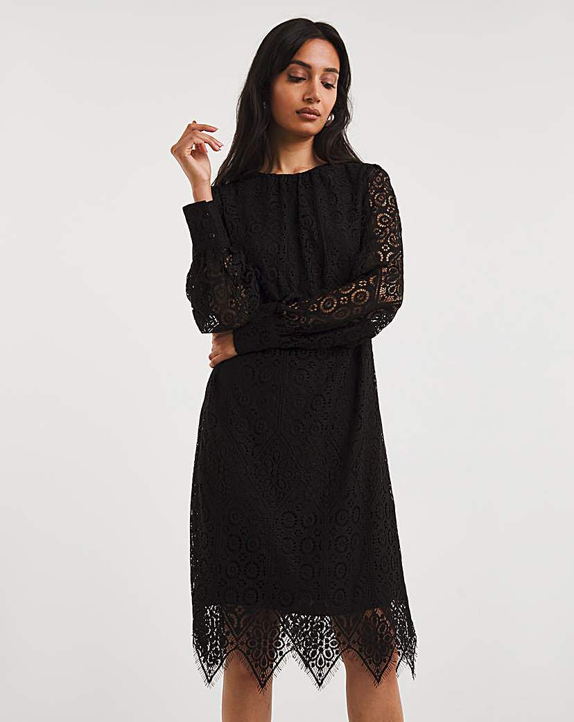 Joanna Hope Black Lace Shift Dress