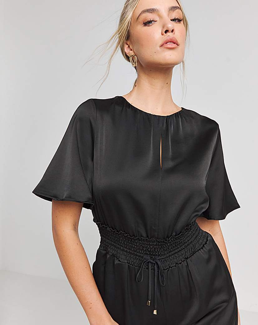 Joanna Hope Black Satin Jumpsuit