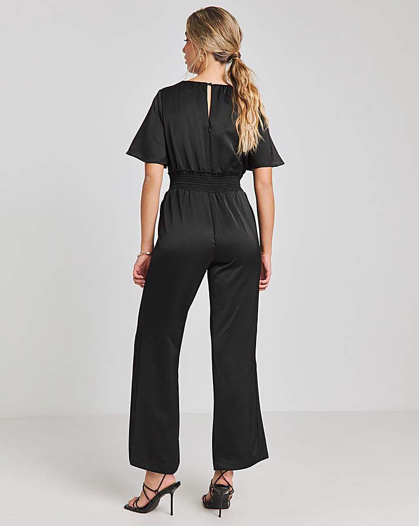 Joanna Hope Black Satin Jumpsuit