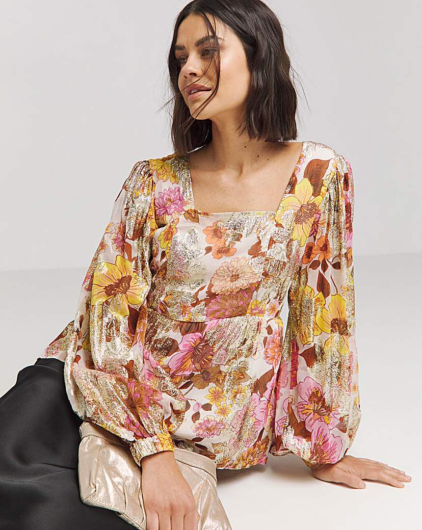 Jo Printed Balloon Sleeve Blouse