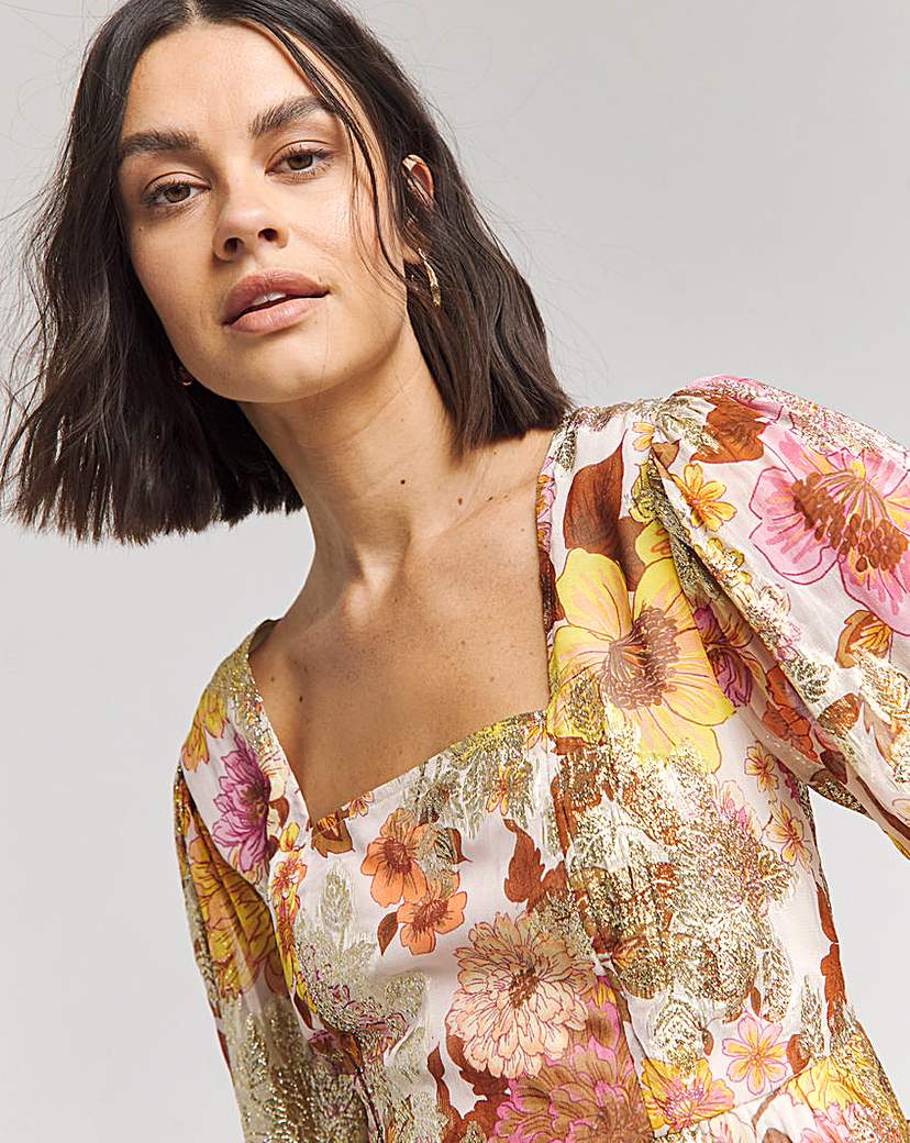 Jo Printed Balloon Sleeve Blouse