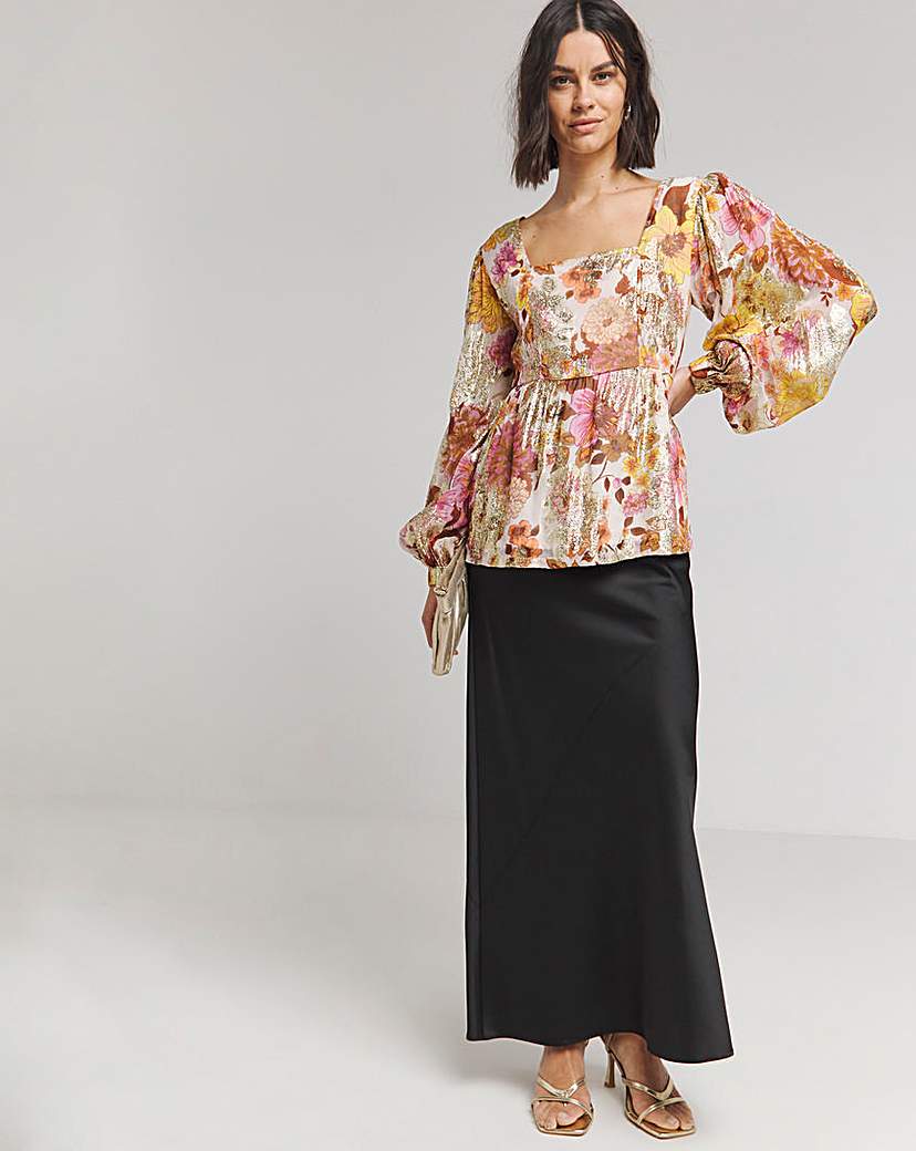 Jo Printed Balloon Sleeve Blouse