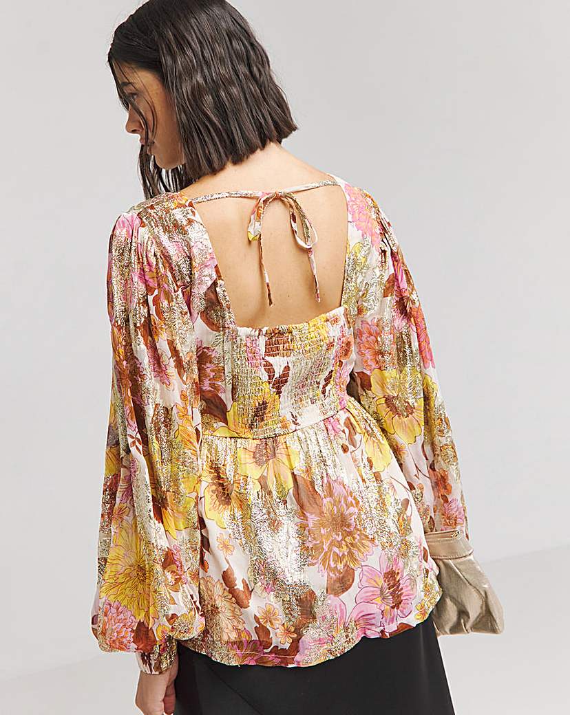 Jo Printed Balloon Sleeve Blouse