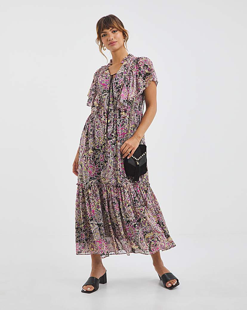 Jo Frill Shoulder Print Dress