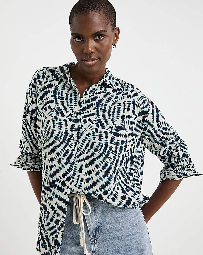 New In - Printed Linen Mix Shirt