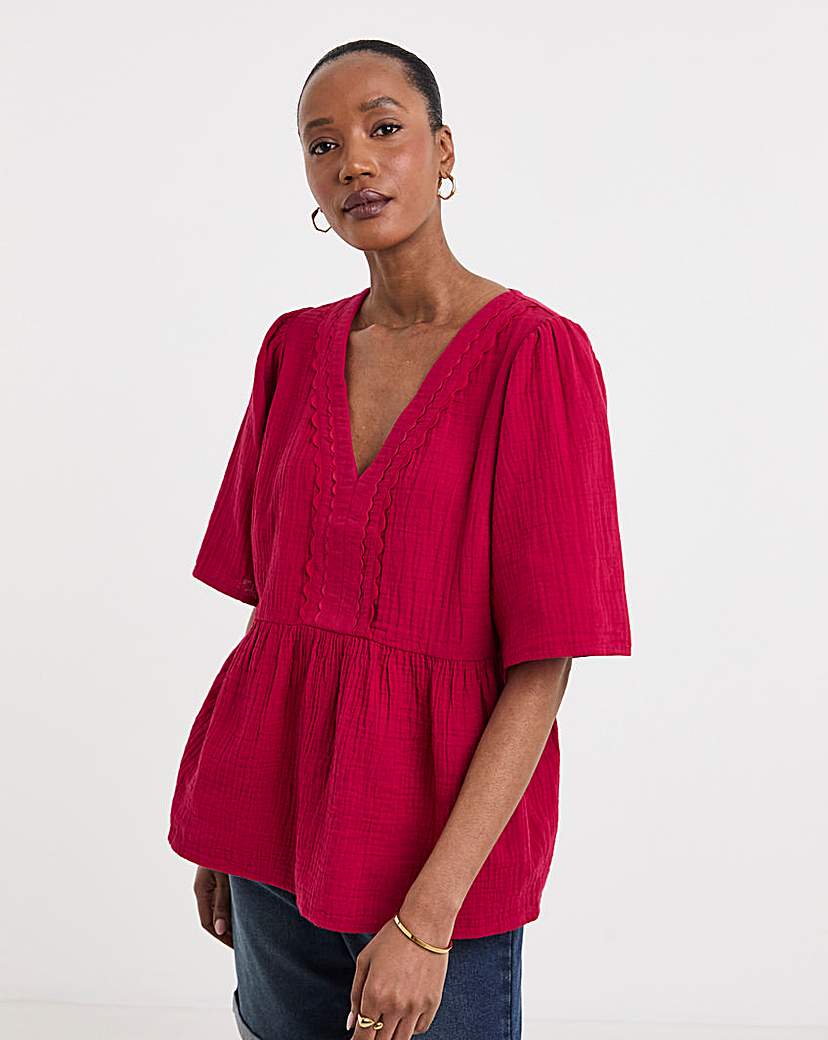 Trim Detail Smock Top