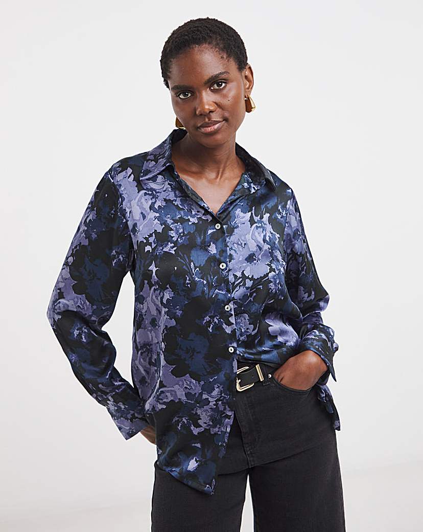 New In - Printed Classic Satin Lomg Sleeve Shirt