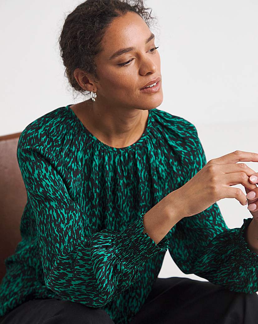 New In - Printed Satin Raglan Blouse