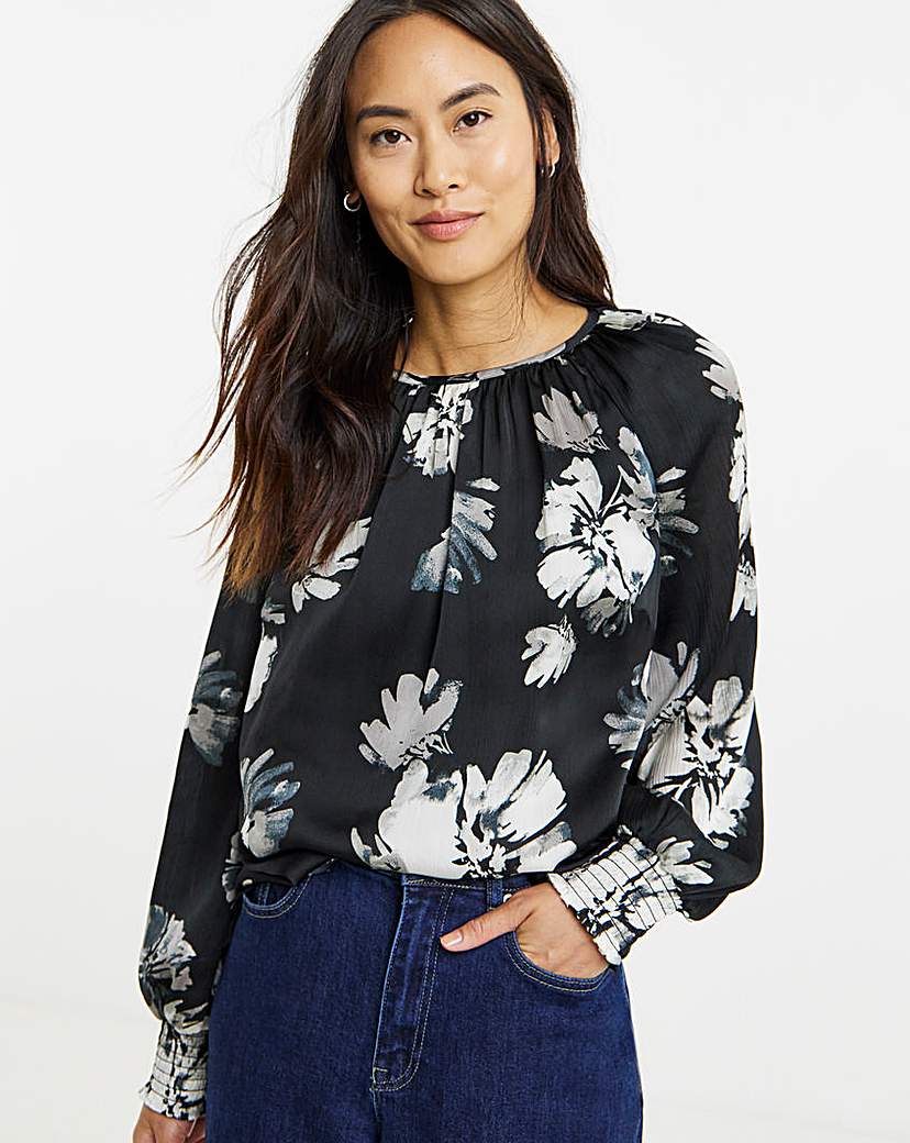 New In - Printed Satin Raglan Blouse