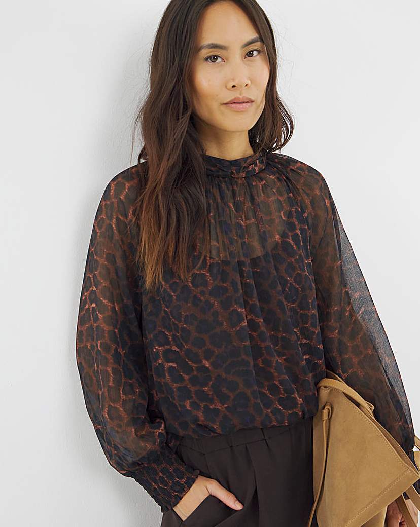 New In - High Neck Chiffon Blouse