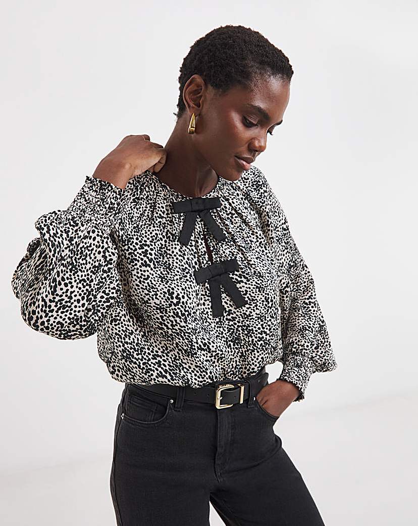 New In - Bow Front Satin Raglan Blouse