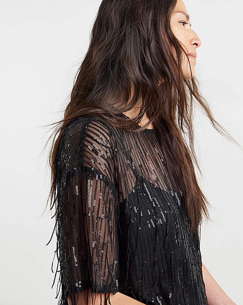 New In - Tassel Sequin Boxy Top