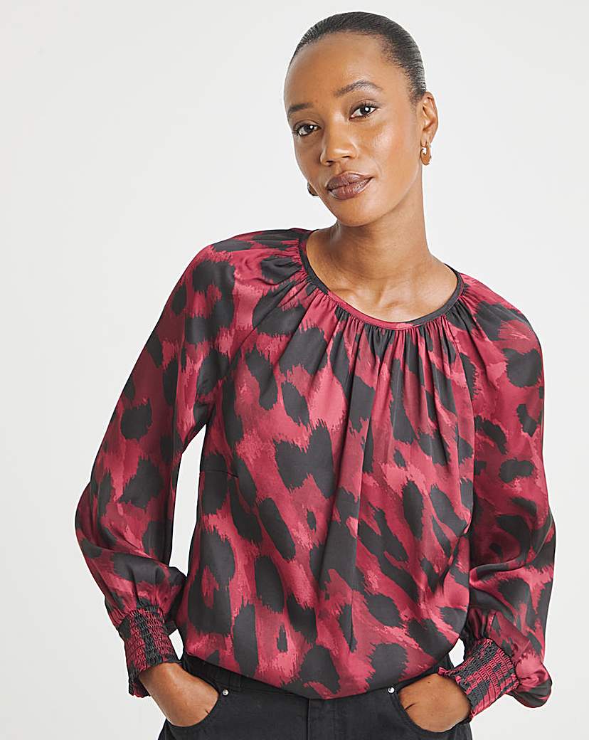 New In - Printed Satin Raglan Blouse