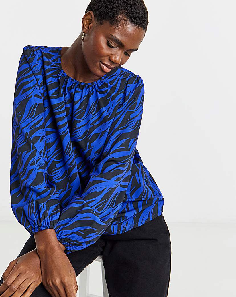 完売 EMAM Reverse Collar Raglan Tops Printed Woven Raglan Sleeve Blouse | Ambrose Wilson