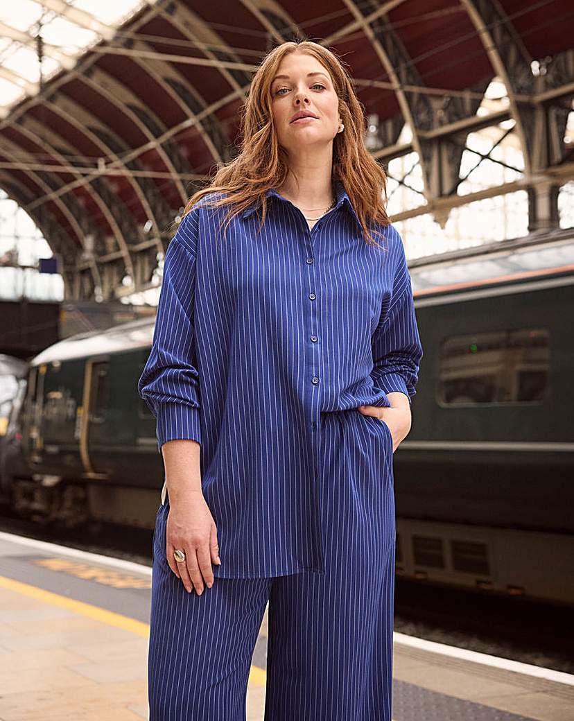 Stripe Twill Oversized Long Sleeve Shirt | JD Williams