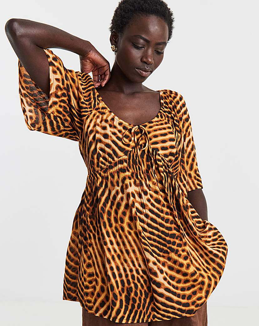 Crinkle Tie Front Blouse