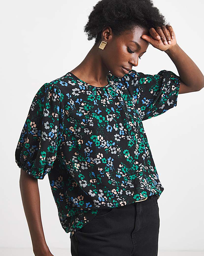 Floral Print Puff Sleeve Top