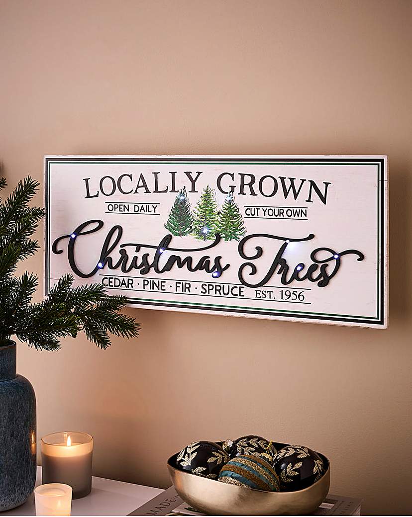 Lit Christmas Trees Sign