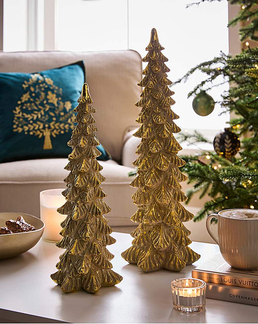 2 Ceramic Christmas Trees